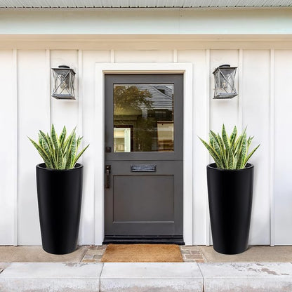 Garvee Tall Planters for Outdoor Plants, 30 in Large Planters Set of 2, Outdoor & Indoor Planters with Water Level Monitor ＆ Inner Bucket, Automatic Watering, for Porch, Patio, Backyard, Black