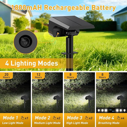800 Lumens Solar Spot Lights Outdoor, 8 Pack Solar Landscape Lights with 100 LEDs Each, 4 Lighting Modes, IP65 Waterproof, 2-in-1 Solar Spotlights for Yard Garden Pathway Driveway(Cool White)