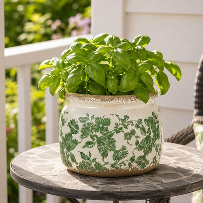 Dosayes Large Ceramic Pot for Planters, Ice Crack Glazed Flower Pot with Drainage Holes,5.91inch Vintage Planters for Indoor and Outdoor(Green)