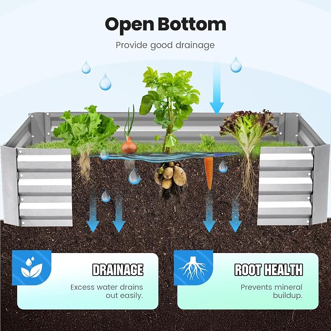 Quictent Raised Garden Bed Galvanized Raised Beds for Gardening Vegetables with Cover 8x4x1 ft Metal Planter Box Outdoor Use (Green)
