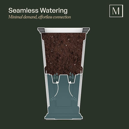 Mayne Nantucket 32-Inch Tall Planter – Self-Watering, Weather-Resistant Planter for Flowers – Durable Outdoor Design for Patio, Porch, or Entryway