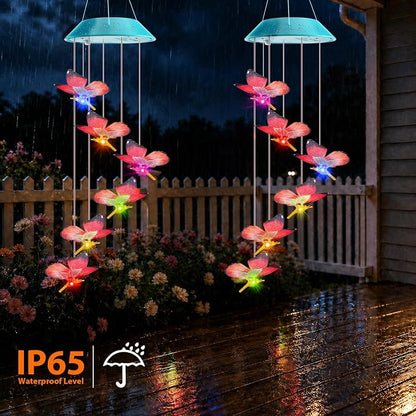 Toodour Solar Wind Chime, Color Changing LED Swaying Butterfly Wind Chimes, Upgrade Butterfly with Fluttering Wings, Waterproof Solar Outdoor Light Decor for Garden Window Patio, Gift for Mom Grandma