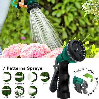 Coil Hose 50FT EVA Coil Garden Hose With 3/4'' Brass Connector Coiled Water Hose Lightweight And No Kink Includes 7 Patterns Spray Nozzle For Outdoors Lawn Watering Car Washing