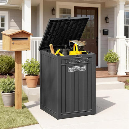 Package Delivery Box for Outside, Storage Box with Lockable Secure, Outdoor Resin Package Drop Container Waterproof for Backyard, Garden, Patio & Lawn, Black