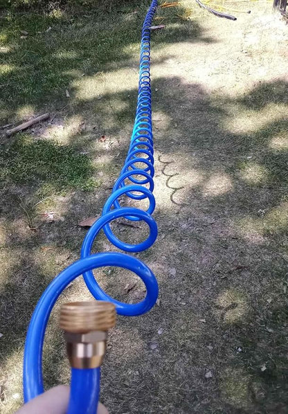 SANFU PU Recoil Garden Water Hose 3/8"ID(9.5 x 12.7mm) x 10ft Premium with 3/4"Inch Brass Fittings Retractable, Compact, Outdoor Patio Hose Marine&Boat, Blue(10')