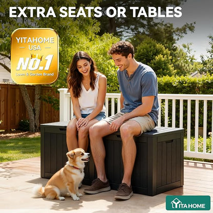 YITAHOME 30 Gallon Deck Boxes 2 Pack | Waterproof Outdoor Storage for Cushions, Tools & Pool Accessories, Resin Package Delivery for Patios, Gardens & Decks, Black