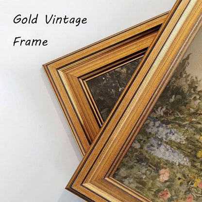 Devunaty Gold Framed Vintage Painting Wall Art Nature Wildflower Landscape Wall Decor Country Farmhouse Garden Floral Pictures Rustic Cottagecore Aesthetic Poster for Bathroom Living Room 9"x11"