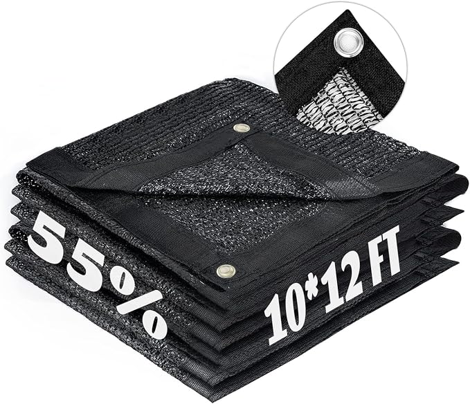 LOVE STORY 10x12FT 55% Black Shade Cloth Sun Shade Net with Grommets Sunblock Net Mesh Tarp for Garden,Plants Cover,Greenhouse and Patio