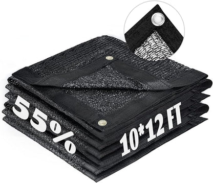 LOVE STORY 10x12FT 55% Black Shade Cloth Sun Shade Net with Grommets Sunblock Net Mesh Tarp for Garden,Plants Cover,Greenhouse and Patio