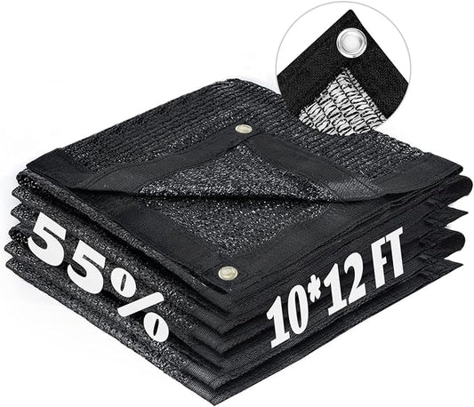 LOVE STORY 10x12FT 55% Black Shade Cloth Sun Shade Net with Grommets Sunblock Net Mesh Tarp for Garden,Plants Cover,Greenhouse and Patio