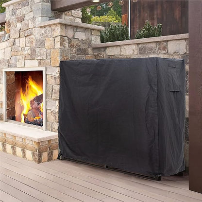 Heavy Duty Waterproof 600D Oxford Fabric Firewood Log Rack Cover, Black, 4-Feet