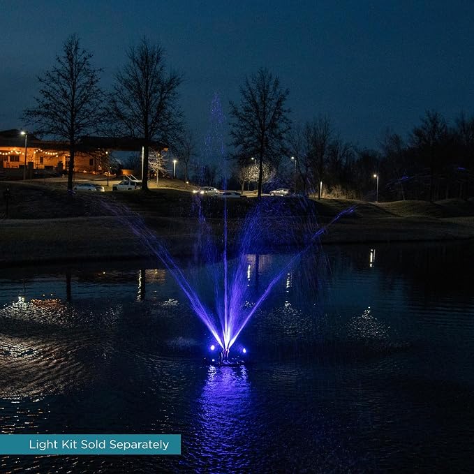 Half Off Ponds 3/4 HP Floating Fountain and Aerator | 8,000 GPH output, 11 spray patterns, 100 ft cord, Energy-efficient design, Mid-sized aeration