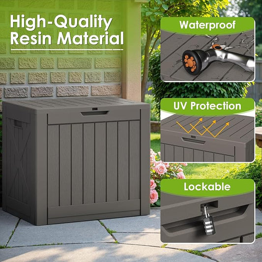 Greesum 40 Gallon Outdoor Deck Box with Lock, Resin Storage Chest for Patio Furniture Cushions, Garden Tools, Pool Toys, Waterproof & UV Resistant, Large Capacity, Dark Brown