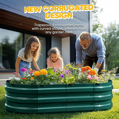 KING BIRD Raised Garden Bed Kit 2025 Upgraded 10-Minute Assembly Galvanized Planter Garden Box Outdoor for Gardening, Vegetables, Flowers, 47x24x12 in, Green