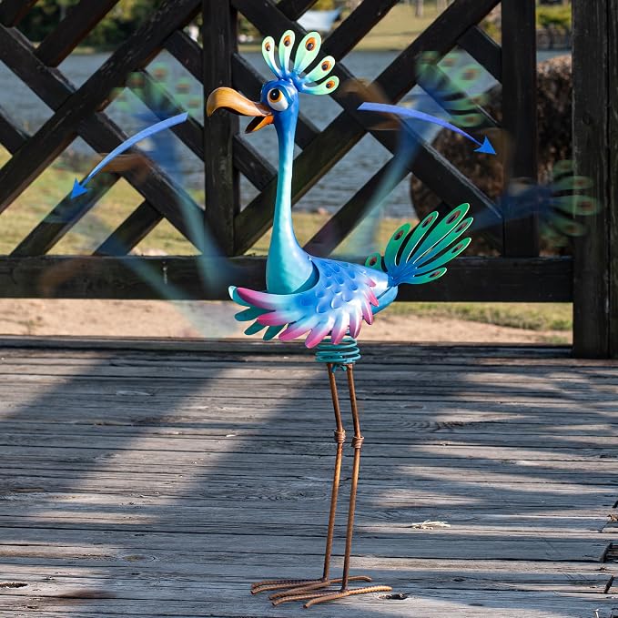 Natelf Metal Outdoor Peacock Statue Bird Decor 26in Tall | Large Garden Standing Sculpture, For Yard Patio Porch Home, For Women Mom Grandma