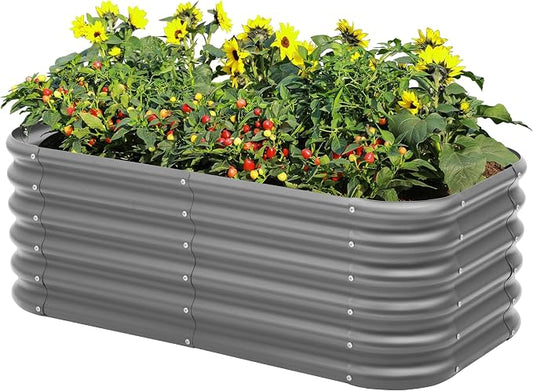 Galvanized Raised Garden Bed, Outdoor Planter Bed, Metal Planter Box for Gardening and Planting,4x2x1.5ft, Dark Grey
