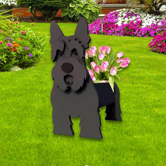 Scottish Terrier Dog Planter Pots, 9.45 x 6.61 x 13.39 Inches | Dog Flower Pot, Cute Animal Shaped Plant Pot, Gifts for Women & Pet Lovers, Indoor Outdoor Garden Home Office Decor