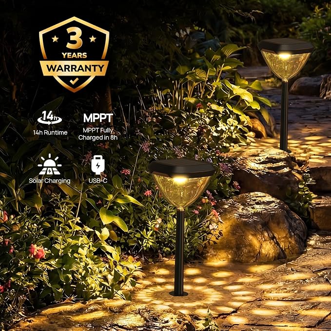 Linkind Smart Solar Pathway Lights SP6, in-App Pattern Switching Solar Lights Outdoor, USB&Solar Charging, Cool/Warm White/Color-Changing Landscape Lighting, Easter Decor for Yard, Patio, 1 Pack