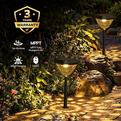 Linkind Smart Solar Pathway Lights SP6, in-App Pattern Switching Solar Lights Outdoor, USB&Solar Charging, Cool/Warm White/Color-Changing Landscape Lighting, Easter Decor for Yard, Patio, 1 Pack