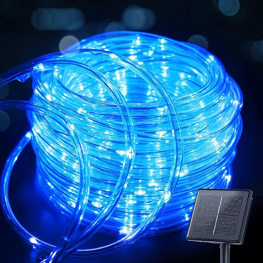 Brightown 39FT 100LED Solar Rope Lights Outdoor Waterproof, Blue | IP65 Solar Powered Fairy Lights with 8 Lighting Modes, Outdoor String Lights for Party Garden Yard Holiday Tree Decoration