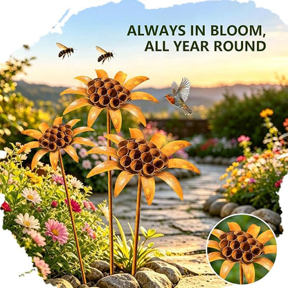 Metal Plant Garden Stake, 30 Inch Large Plant Sculpture, Durable Yard Art Decor for Outdoor Patios Lawn Planters Flower Beds Unique Quirky Garden Gift