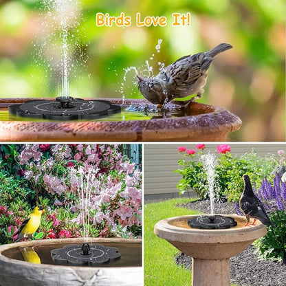 3.5W Solar Fountain with 2000mAh Battery - Work On Cloudy Day- Upgrade Lucky Flower Glass Panel Solar Bird Bath Fountains, Hummingbird Water Fountain Pumps for Birdbath, Pool, and Pond