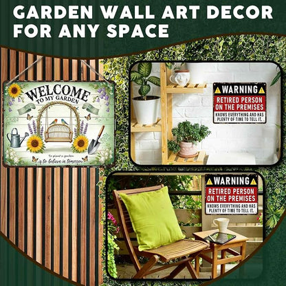 PEACHGARDEN Welcome To My Garden Metal Sign Women'S Gardening Gift Garden Wall Art Decor For Outdoor Yard Patio Porch 12x16 inch