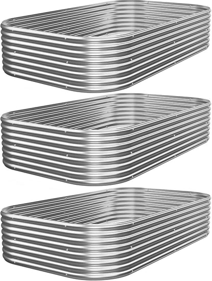 3 PCS Galvanized Raised Garden Bed Outdoor, Metal Garden Bed for Vegetables, Above Ground Garden Box for Flower, Steel Raised Beds for Gardening - 3x2ft