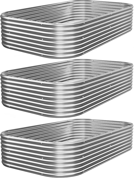 3 PCS Galvanized Raised Garden Bed Outdoor, Metal Garden Bed for Vegetables, Above Ground Garden Box for Flower, Steel Raised Beds for Gardening - 3x2ft
