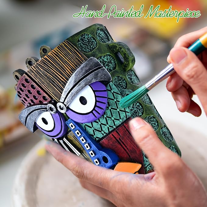 Midogaigai Abstract Face Planter Pots for Plants,Hand-Painted Colorful Flower Pots with Drainage, Indoor Outdoor Garden Decor Gift(Classic,Small)