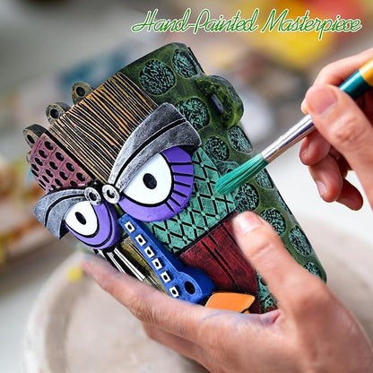 Midogaigai Abstract Face Planter Pots for Plants,Hand-Painted Colorful Flower Pots with Drainage, Indoor Outdoor Garden Decor Gift(Classic,Small)