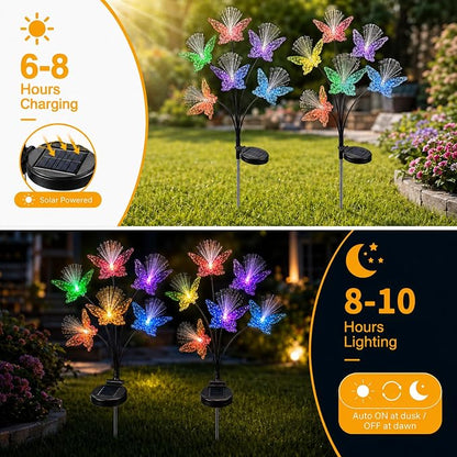 JJGoo 2 Pack Solar Garden Lights, Solar Butterfly Swaying Light for Outside, New Upgraded Outdoor Waterproof Light for Garden Patio Yard Front Porch Decor