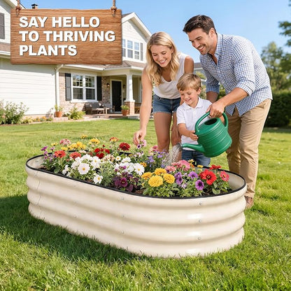 1MORE Galvanized Raised Garden Bed- Planter Garden Boxes Outdoor, Raised Beds for Gardening, 4x2x1ft Metal Garden Bed Kit for Vegetables Flower, Planter Raised Beds with Tools.White-2pack