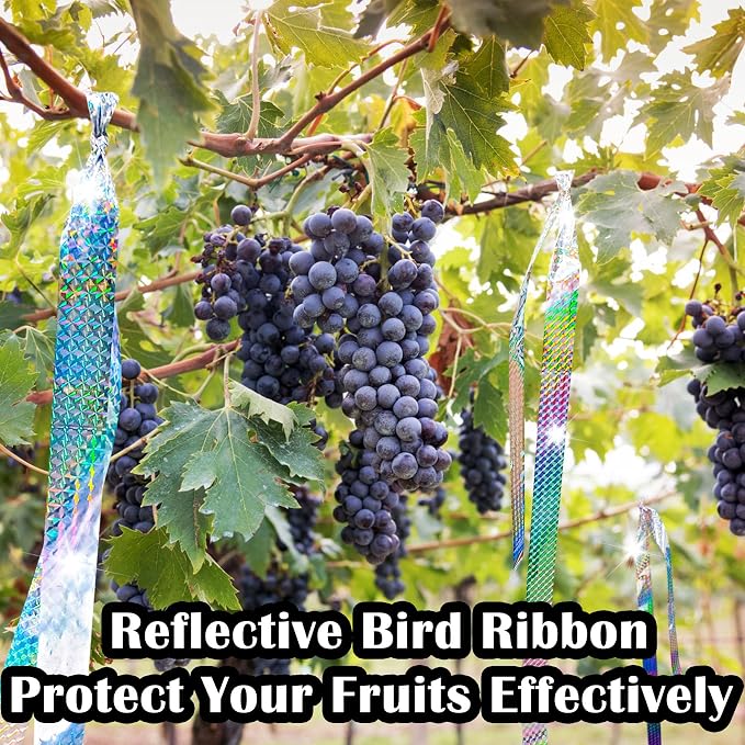 Benasan [492FT] Effective Birds Scare Ribbon, Reflective Flash Reflectors to Keep Pigeons, Hawks, Woodpeckers, Geeses Away from Trees Plants Crops