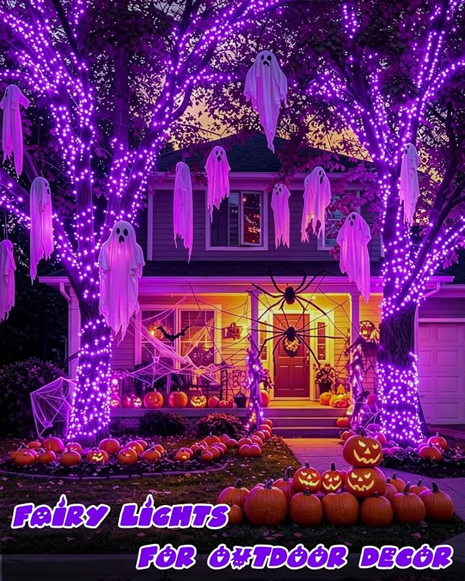 4 Pack 60 LED Fairy Lights Battery Operated with Timer, 20FT Waterproof String Lights Indoor Outdoor, Cuttable Battery Light for Home Bedroom Wedding DIY Centerpiece Christmas Decorations (Purple)