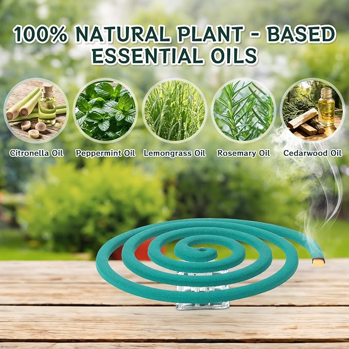 30Pack Mosquito Repellent Coils - Mosquito Repellent Outdoor Patio with 5-7 Hour Protection Covers 12ft, Mosquito Bits Safe & Effective for Yard, Patio, Camping, Garden, Deck & BBQ Areas