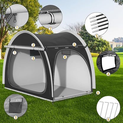 Bike Storage Shed Tent, Oversized Storage Tent for 3-4 Bikes, Portable Foldable Garage/Garden Storage Tents, Waterproof Anti-uv Outdoor Bicycle Cover