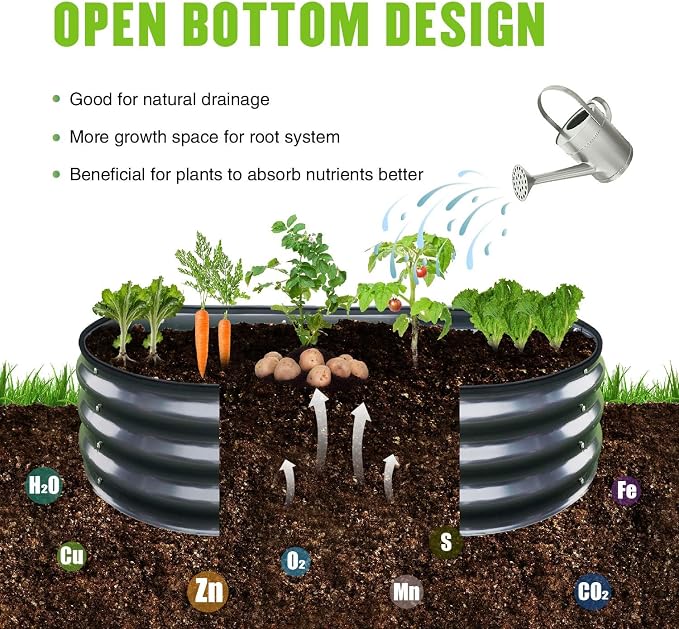 GrowHaus 4x2x1ft Galvanized Raised Garden Bed, Planter Boxes Outdoor Metal Garden Beds for Planting Vegetables Flowers Herbs Dark Gray
