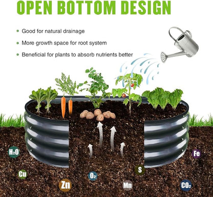 GrowHaus 4x2x1ft Galvanized Raised Garden Bed, Planter Boxes Outdoor Metal Garden Beds for Planting Vegetables Flowers Herbs Dark Gray