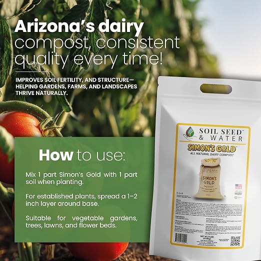 Soil Seed & Water Simon’s Gold Organic Dairy Compost – Rich, Aged Compost for Garden Beds, Raised Beds & Soil Enrichment