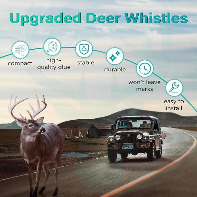 Elook Upgraded Deer Whistles for Car, Deer Horn for Car, Save Deer Whistle for Vehicles, Trunks, Motorcycle, Three-Horn, 4 Pack (Patented Product) | Save Deer Horn,for Vehicles,Trunks,Motorcycle,Patented Product