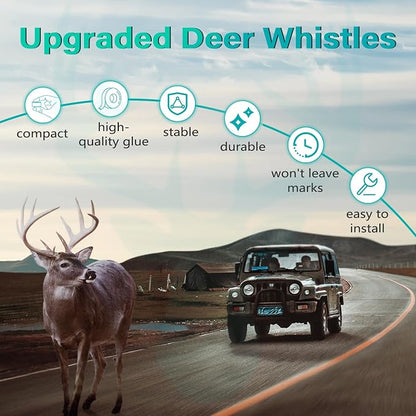 Elook Upgraded Deer Whistles for Car, Deer Horn for Car, Save Deer Whistle for Vehicles, Trunks, Motorcycle, Three-Horn, 4 Pack (Patented Product) | Save Deer Horn,for Vehicles,Trunks,Motorcycle,Patented Product