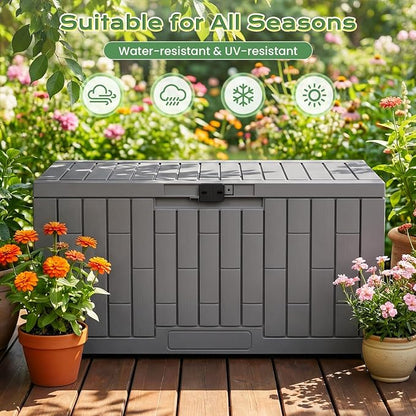 Jocoevol Deck Box 60 Gal, UV Resistant & Waterproof Outdoor Storage Box with Lock, Easy Assemble Storage Bins Container for Pool Patio Garden