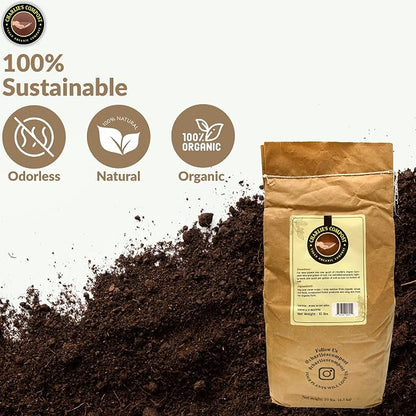 Charlie's Vegan Compost - Concentrated Organic Gardening Vegan Cruelty Free Plant Soil Amendment Dirt Booster - Indoor or Outdoor Garden Farming, Increase Yield in Vegetables, Plants - 10 Lb