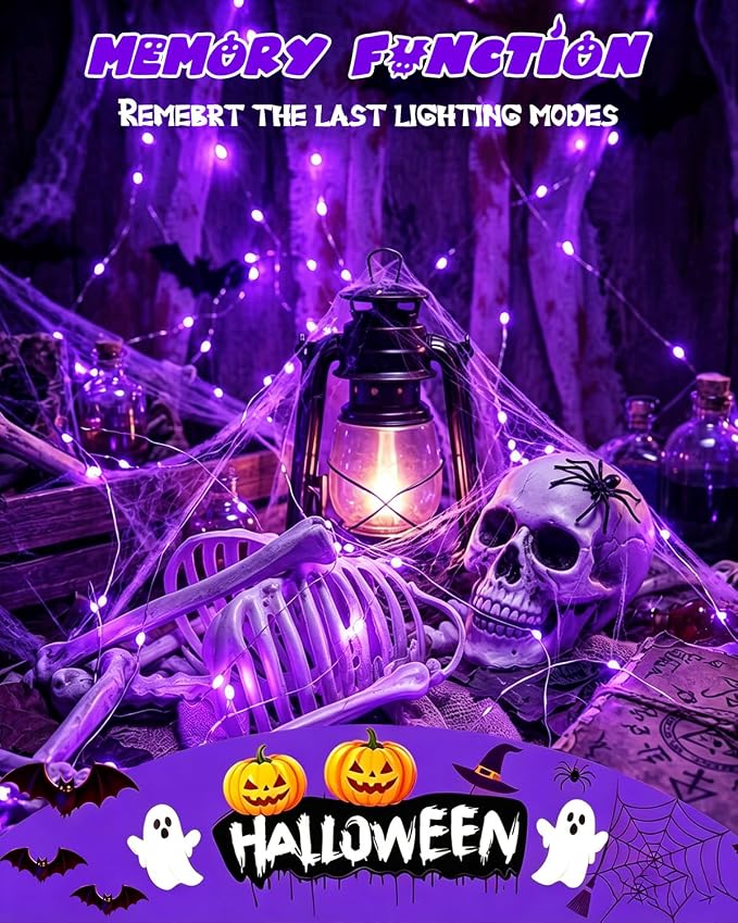 4 Pack 60 LED Fairy Lights Battery Operated with Timer, 20FT Waterproof String Lights Indoor Outdoor, Cuttable Battery Light for Home Bedroom Wedding DIY Centerpiece Christmas Decorations (Purple)