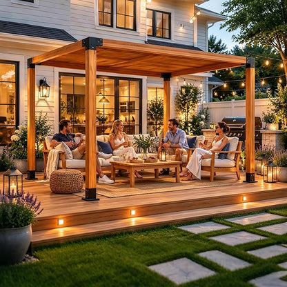 Pergola Kit with 3-Way Brackets for 4"x 4" (Actual 3.6" X 3.6") Lumber, Heavy Duty Iron Pergola Bracket Suitable for Pergolas, Gazebos Includes Metal Base, Screws