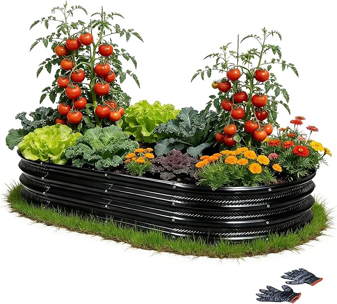 Gartist 8×4×1 ft Large Black Raised Garden Bed Planter, Easy Assembly Metal Garden Bed Outdoor for Vegetables, Flowers & Herbs
