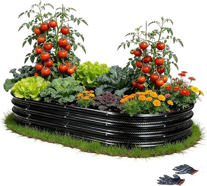 Gartist 8×4×1 ft Large Black Raised Garden Bed Planter, Easy Assembly Metal Garden Bed Outdoor for Vegetables, Flowers & Herbs