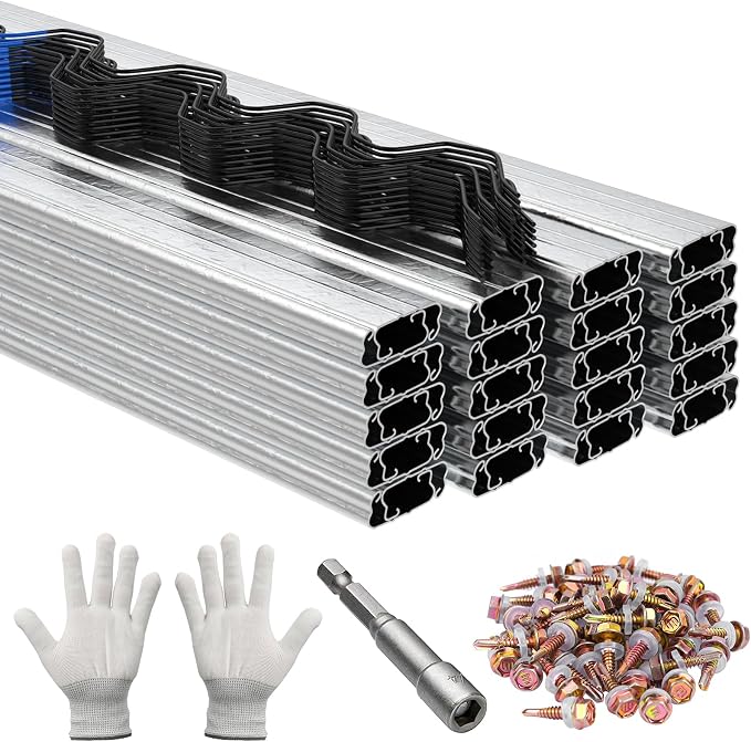 40 PCS 3.28FT Greenhouse Wiggle Spring Wire and Lock Channel Kit, Greenhouse Channel and PVC Coated Spring for Plastic Film, Netting or Cloth, Comes with Seal Tight Screws and Driver.