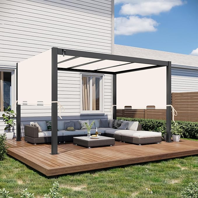 85"x 208" Universal Pergola Shade Cover, Garden Shade Replacement for 17x7.4 Ft Outdoor Pergola Structure, Patio Gazebo Canopy, Porch, Balcony Waterproof Top (Cover Only, Beige)